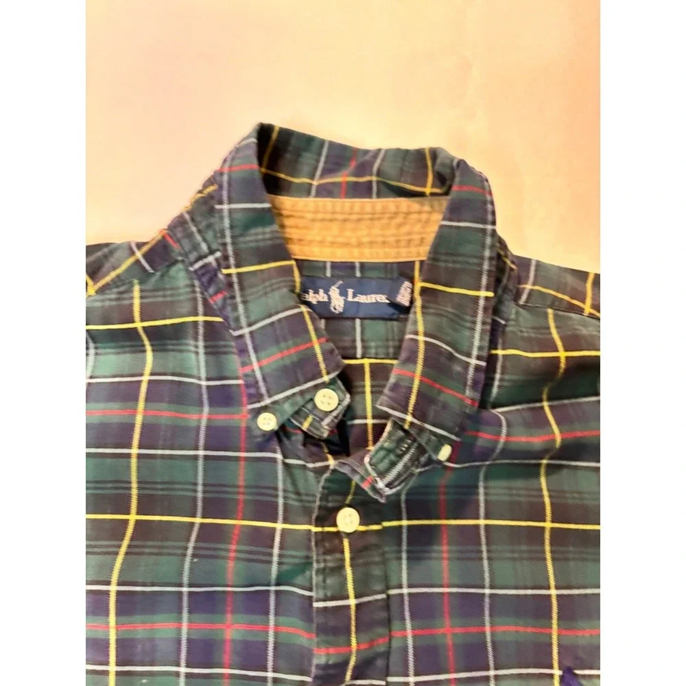 Ralph Lauren Plaid Button Down Shirt‎ Men &Green Blue Yellow Classic Fit xxl